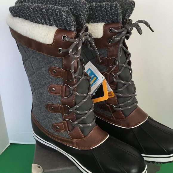 Dream Pairs Gray, Black & Tan Water Resistant Winter Boots - Picture 1 of 12
